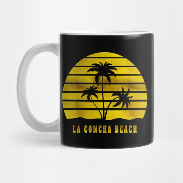 La Concha Beach, Spain Golden Sun Palm Trees by TLSDesigns